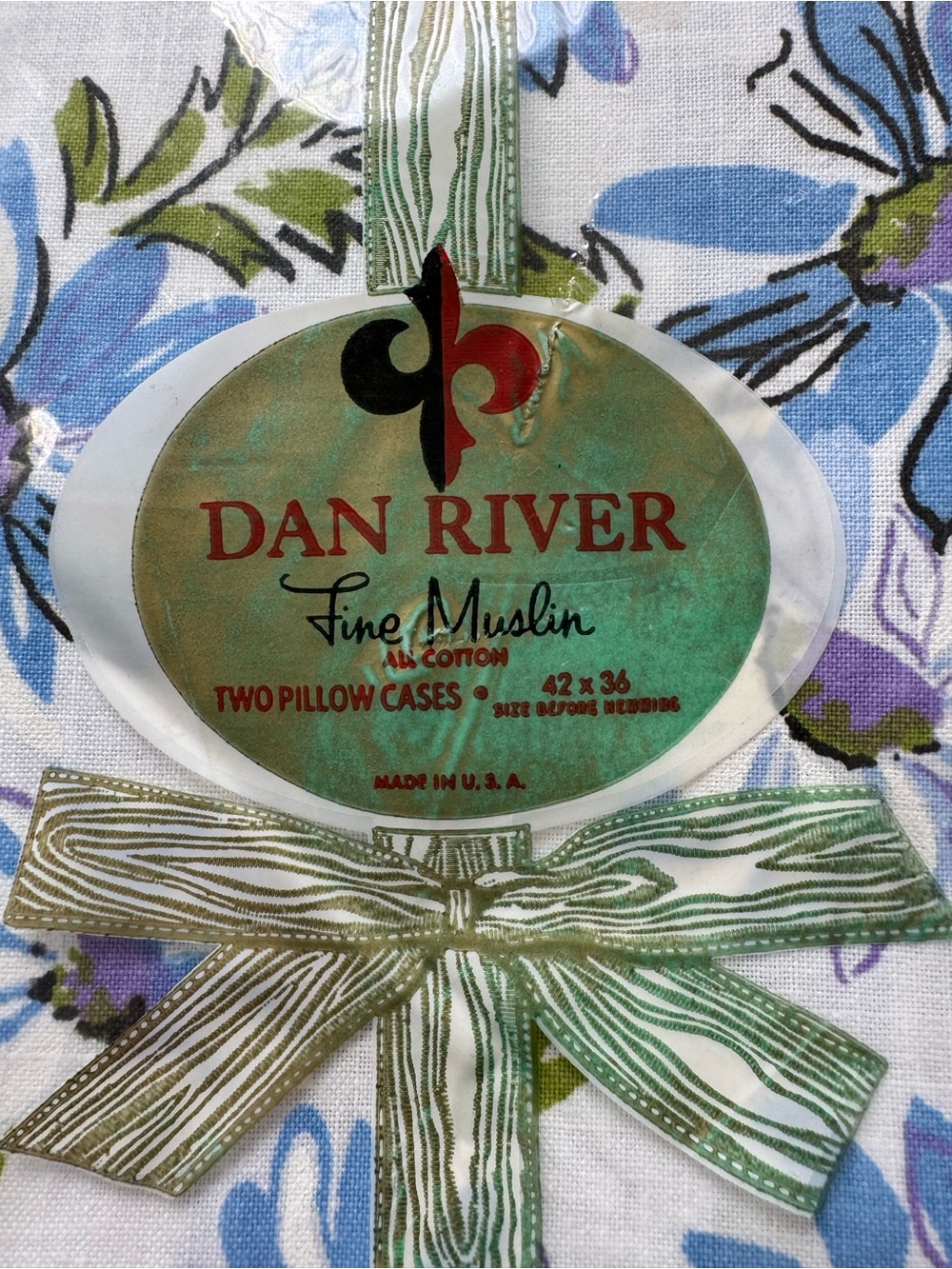 Vintage Dan River MCM Muslin Daisy Pillowcase Set | NEW DEADSTOCK - Picture 2 of 8